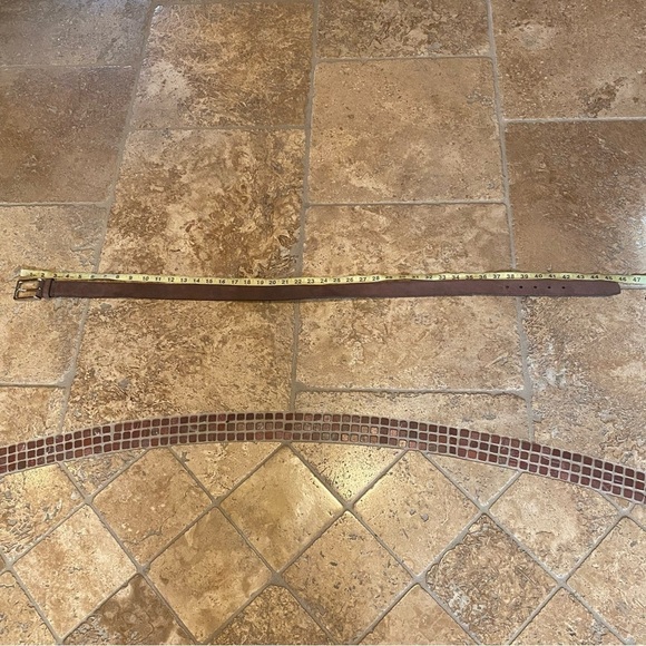 FOSSIL Men Jim Dark Brown Genuine Leather Suede Silver Buckle Belt Size 38 - Picture 7 of 8